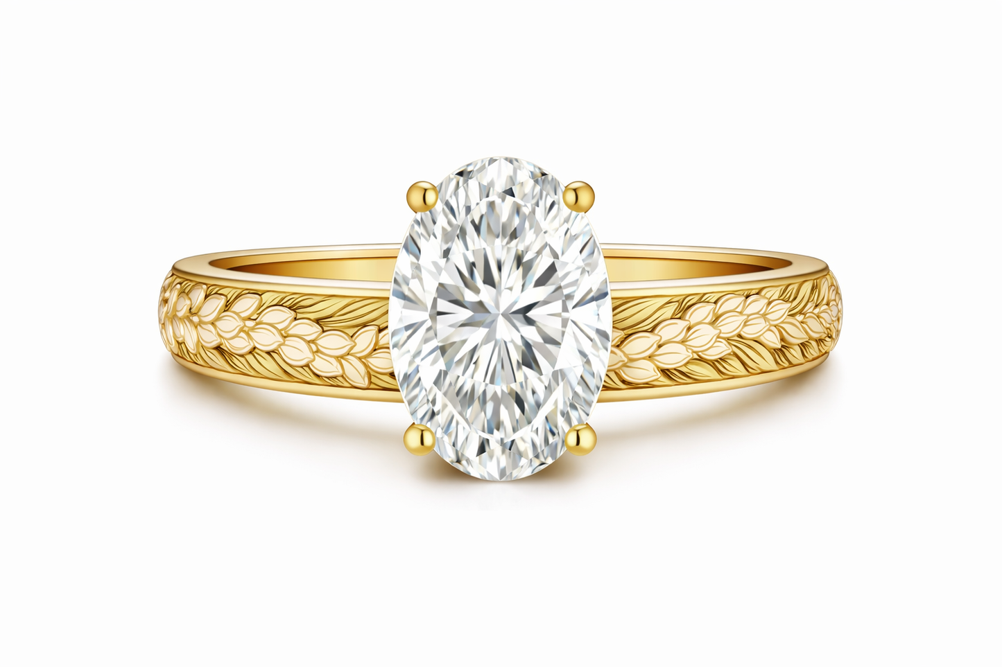 Pikake & Maile Engagement Ring – 3ct Lab Diamond, 14kt Gold