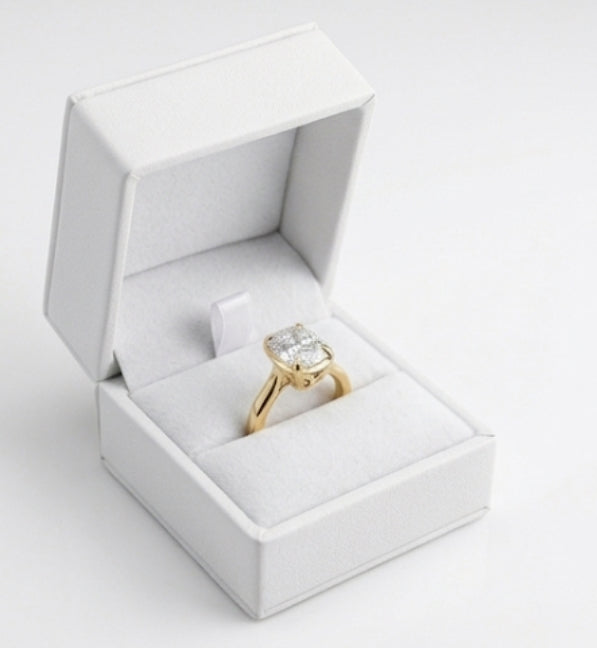 Elongated Cushion Solitaire Engagement Ring – 14K Gold, 2ct Elongated Cushion Lab Diamond (6.5mm)