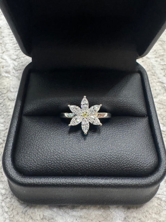 Tiare Flower Engagement Ring with Marquise Diamonds – 14K Gold