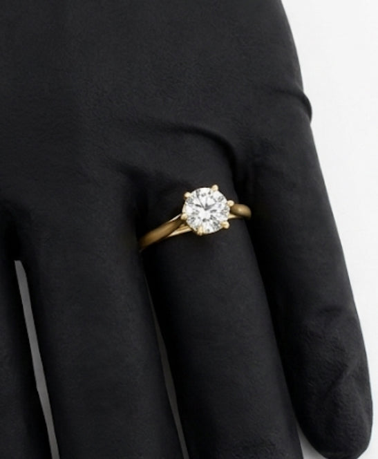 The Petal Prong Cathedral Solitaire Engagement Ring – 18kt Gold, 1ct Round Lab Diamond (6.5mm)