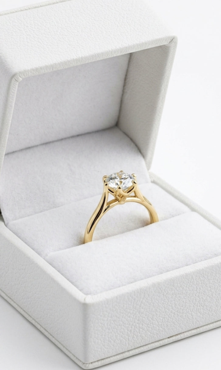 The Petal Prong Cathedral Solitaire Engagement Ring – 14K Gold, 1ct Round Lab Diamond (6.5mm)