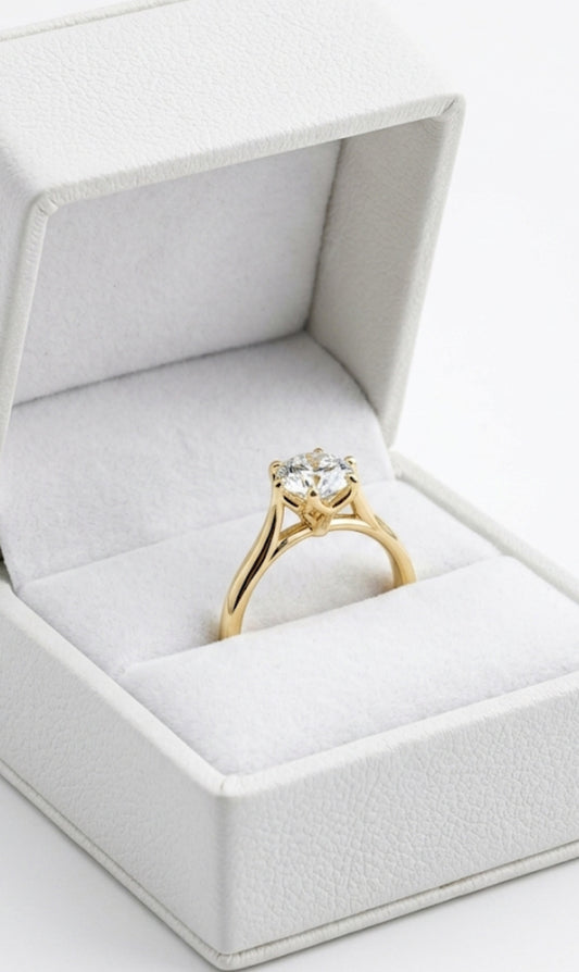 The Petal Prong Cathedral Solitaire Engagement Ring – 14K Gold, 1ct Round Lab Diamond (6.5mm)