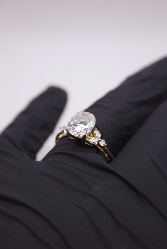 Oval Lab Diamond Engagement Ring with Stone Accents – 14K Gold, 2.5ct