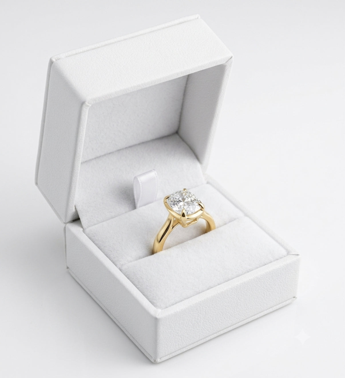 Elongated Cushion Solitaire Engagement Ring – 14K Gold, 2ct Elongated Cushion Lab Diamond (6.5mm)