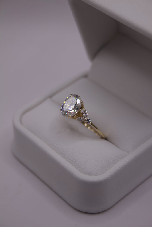 14k Gold 2ct Oval Lab Diamond w/Stone Accents